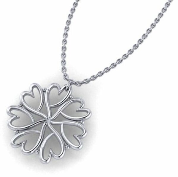 a sterling silver seven hearts chain made of a pattern of the ladles of love non profit heart symbol formed in a circle